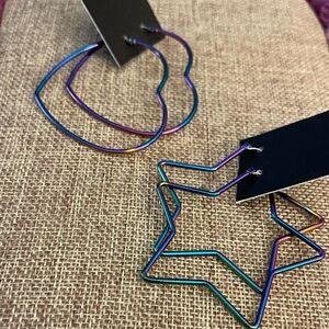 Colorful Star and Heart Wire Earrings